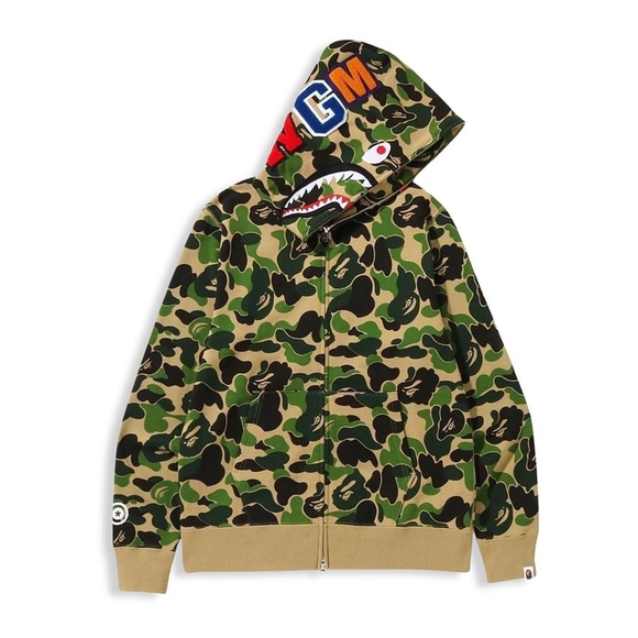 A Bathing Ape Big ABC Camo Green Shark Full Zip Hoodie. - Picture 5 of 5